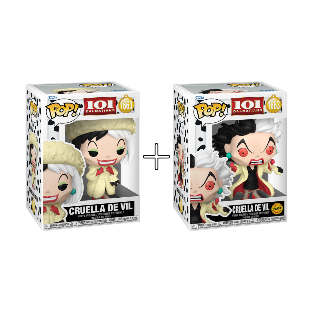 Bundle Funko Pops - Disney - 101 Dalmatians - Cruella de Vil - (Standard + Chase)