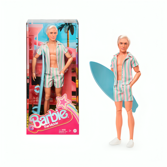 Boneca - Barbie - Barbie The Movie - Ken Wearing Pastel Striped Beach Matching Set