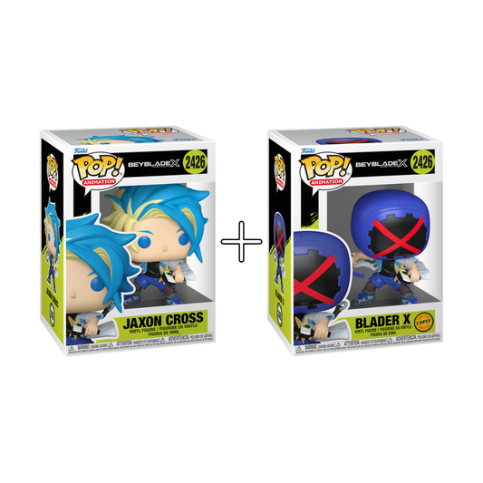  Bundle Funko Pops - Beyblade X - Jaxon Cross e Blader X (Standard + Chase)