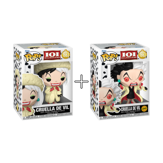 Bundle Funko Pops - Disney - 101 Dalmatians - Cruella de Vil - (Standard + Chase)