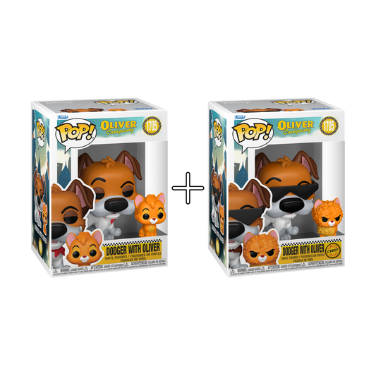 Bundle Funko Pops - Disney - Oliver & Company - Dodger with Oliver (Standard + Chase)