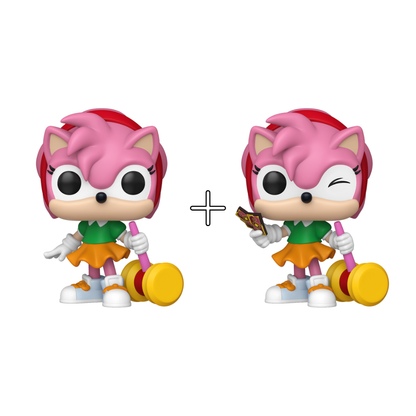 Bundle Funko Pops - Sonic the Hedgehog - Amy (Standard + Chase)