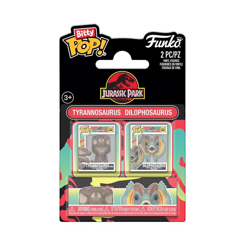 Funko Bitty Pop 2 Pack - Jurassic Park - Tyrannosaurus Fossil e Dilophosaurus