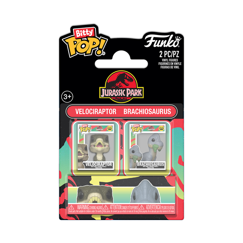 Funko Bitty Pop 2 Pack - Jurassic Park - Velociraptor e Brachiosaurus