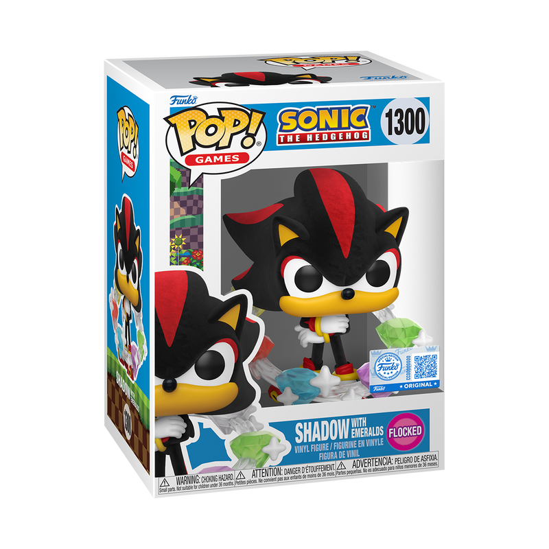  Funko Pop - Sonic the Hedgehog - Shadow with Emeralds Flocked (Special Edition)
