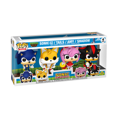 Funko Pop 4 Pack - Sonic The Hedgehog - Sonic with Ring  Tails  Amy  Shadow (GITD)
