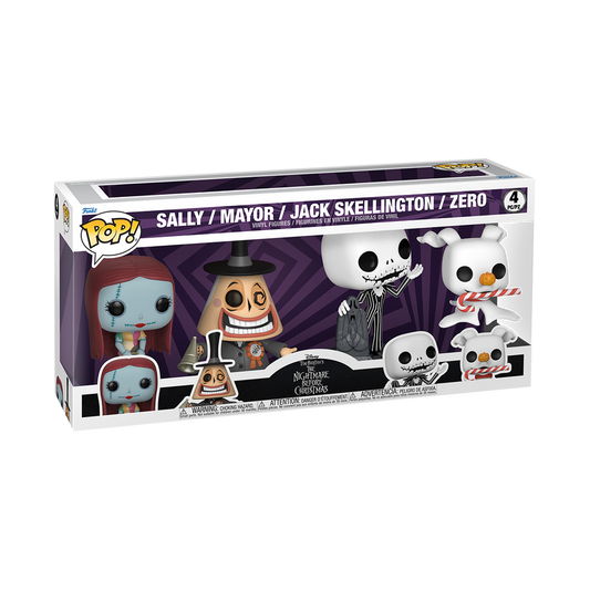 Funko Pop 4 Pack - The Nightmare Before Christmas - Sally  Mayor  Jack Skellington  Zero