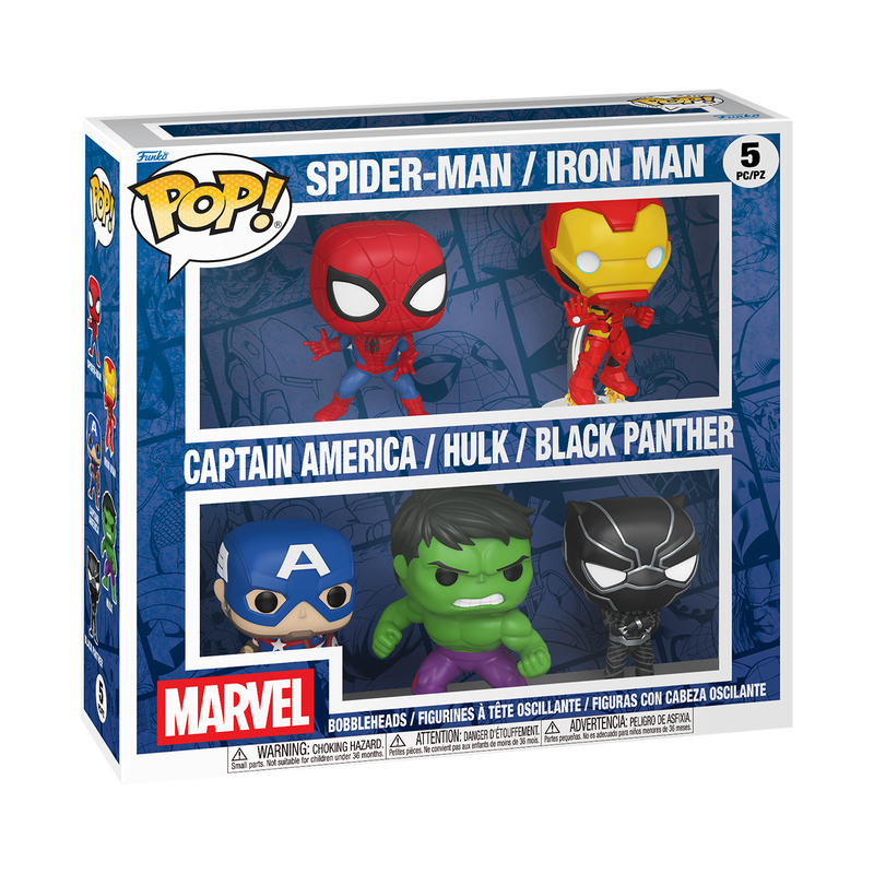 Funko Pop 5 Pack - Marvel - Spider-Man / Iron Man / Captain America / Hulk / Black Panther