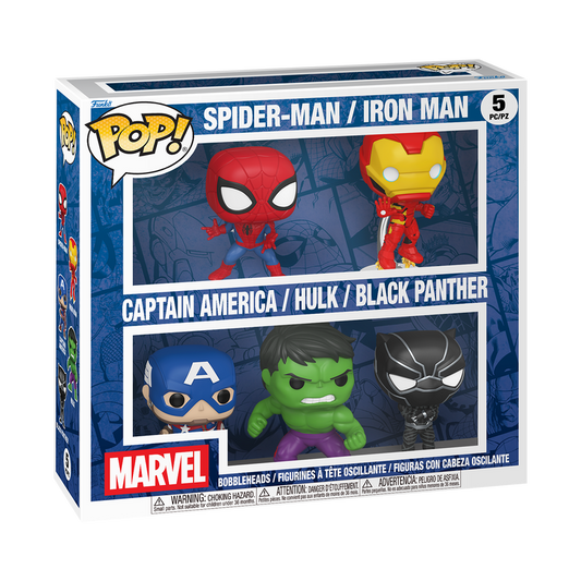 Funko Pop 5 Pack - Marvel - Spider-Man / Iron Man / Captain America / Hulk / Black Panther