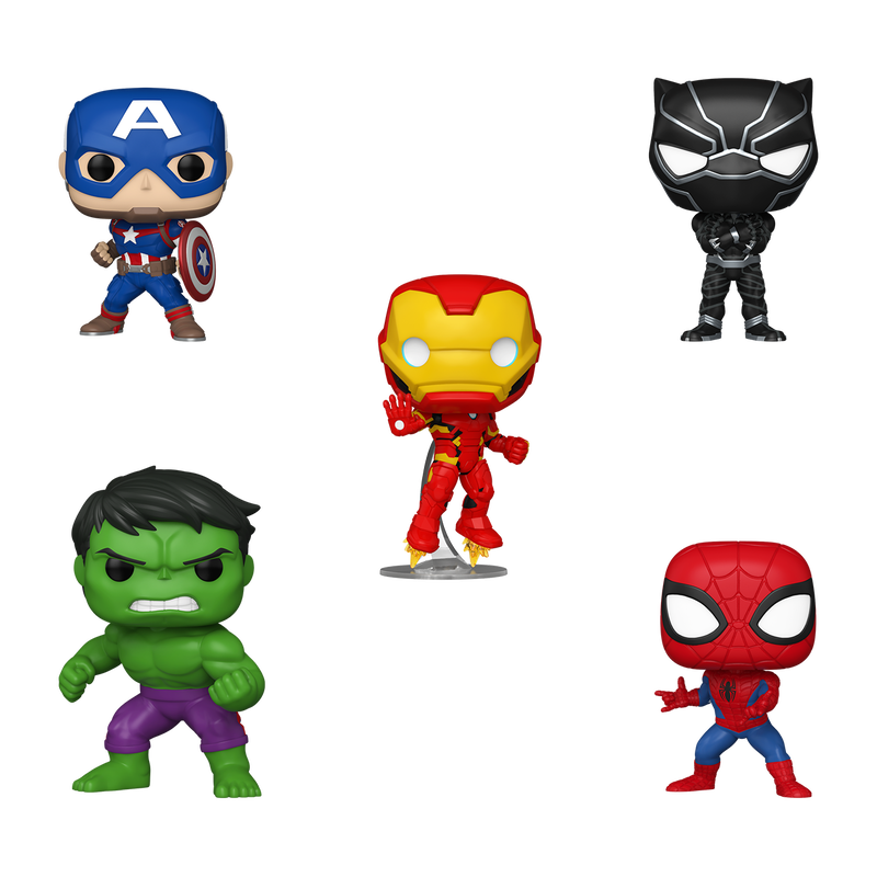 Funko Pop 5 Pack - Marvel - Spider-Man / Iron Man / Captain America / Hulk / Black Panther