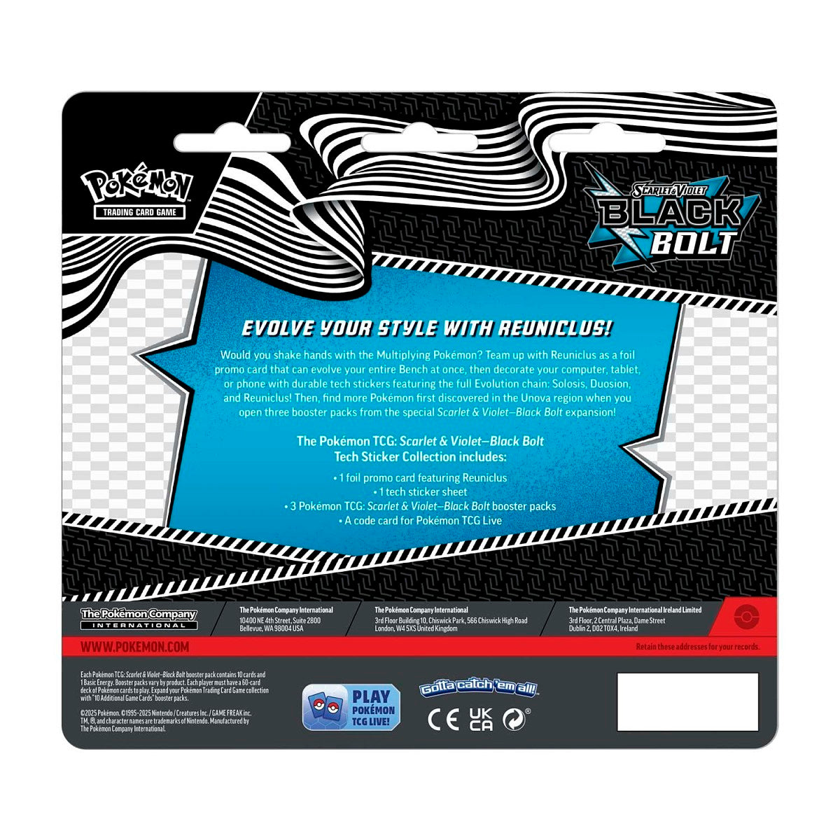 Pokémon TCG - Scarlet & Violet - Black Bolt - Reuniclus Tech Sticker Collection